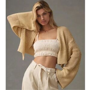 Anthropologie Juilette Open Knit Crochet Style Cardigan